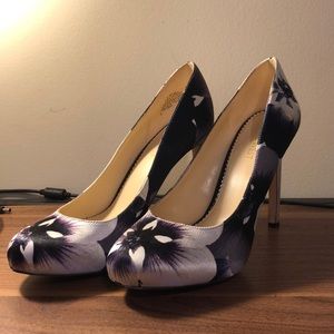 Nine West Floral Satin Heels 7.5